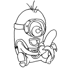 Donny with banana, minions coloring page