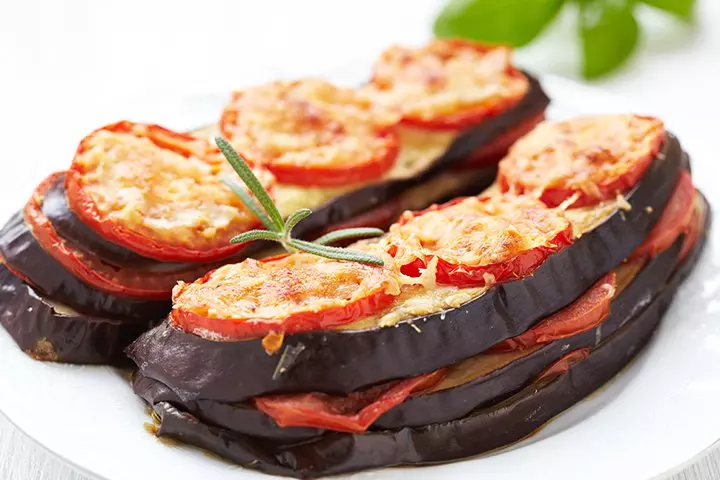 Cheesy eggplant for babies