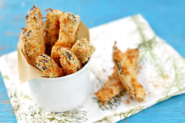 Parmesan sticks with eggplant for babies