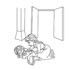 Elsa hitting Anna by mistake, Frozen coloring page