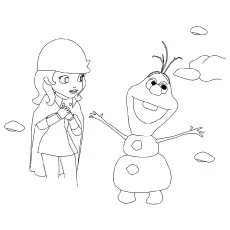 Elsa keeps Olaf from melting, Frozen coloring page