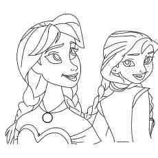 Elsa and Anna faces, Frozen coloring page