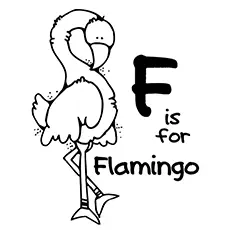 F for Flamingo coloring page_image