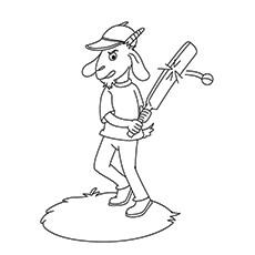 Goat Playing cricket coloring page