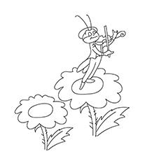 Grasshopper playing violin coloring page