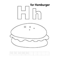 H for Hamburger coloring page