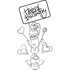 Happy birthday minion coloring page