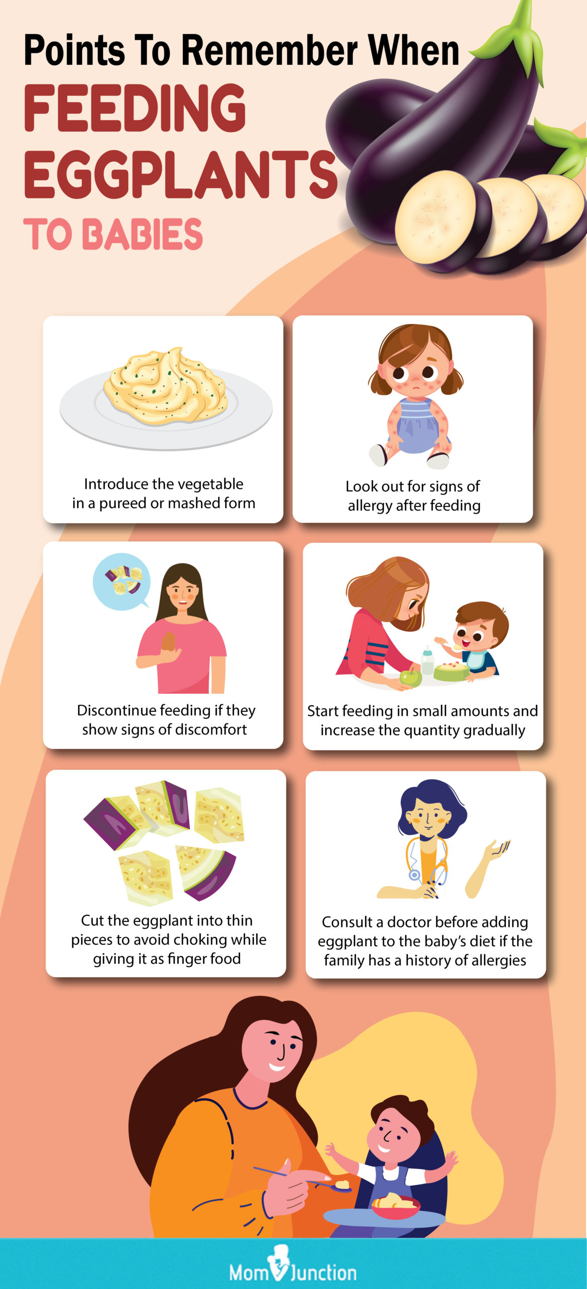 precautions to take when giving eggplant to babies (infographic)