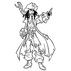 Jack Sparrow, pirate coloring page