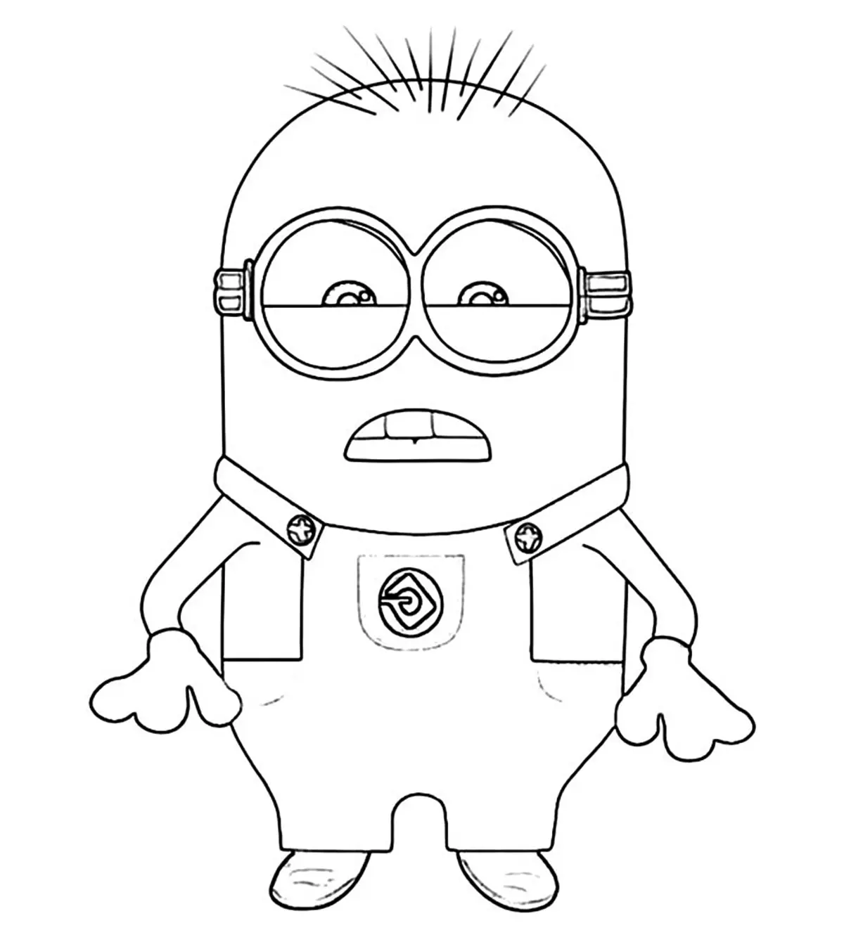 Black outline minions coloring page