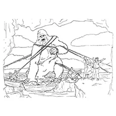 Coloring page of captured King Kong_image