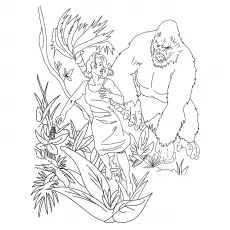 Coloring page of King Kong chasing Ann_image