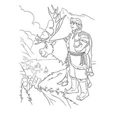 Kristoff And Sven, Frozen coloring page