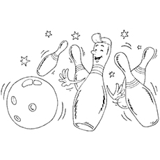 Laughing bowling pins coloring page