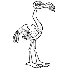 Lawn flamingo coloring page