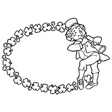 Leprechaun playing flute coloring page