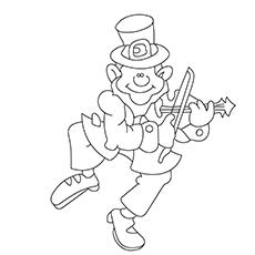 Leprechaun playing violin coloring page