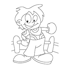 Little boxer boxing coloring page