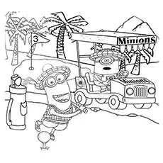 Minions playing golf coloring page_image