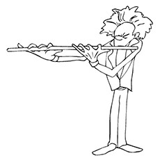 Mozart playing flute coloring page