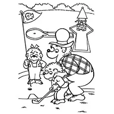 Papa Bernstein teaching how to play golf coloring page_image