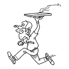 Pizza delivery boy coloring page
