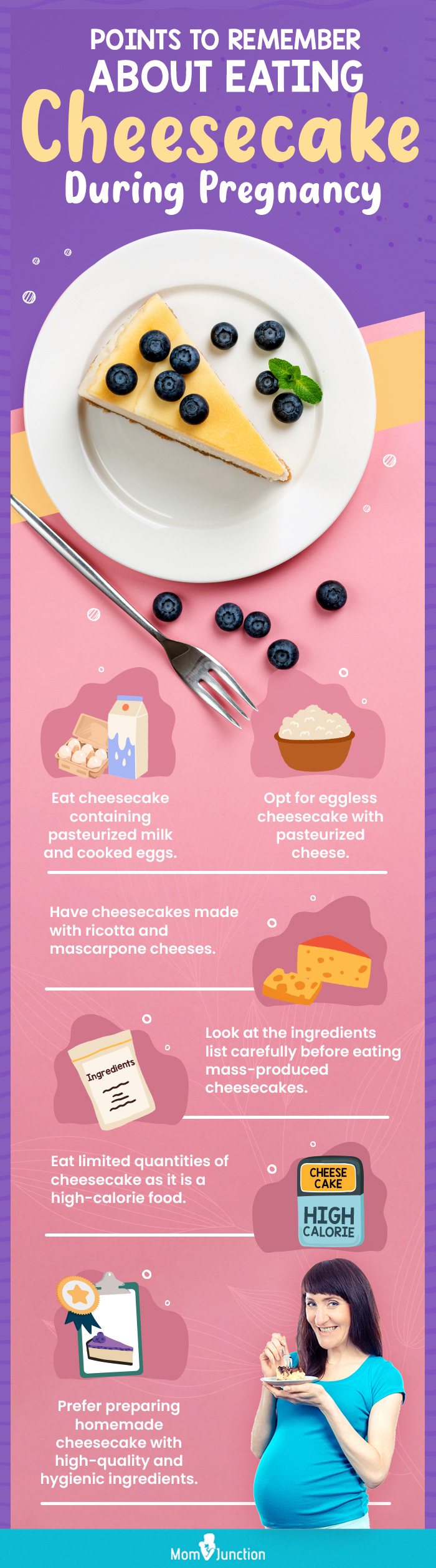 points to remember about eating cheesecake during pregnancy (infographic)