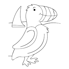 Puffin on the shore coloring page