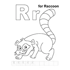 R for Raccoon coloring page_image
