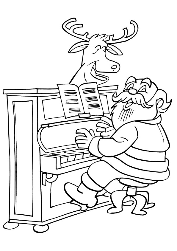 Santa-Playing-Piano-With-His-Reindeer