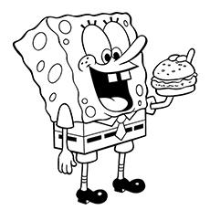 Spongebob enjoying burger coloring page