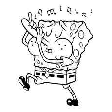 Spongebob playing flute with his nose coloring page