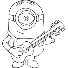 Minion Stuart With Guitar coloring page