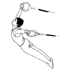 Boy doing gymnastics, Olympic coloring page