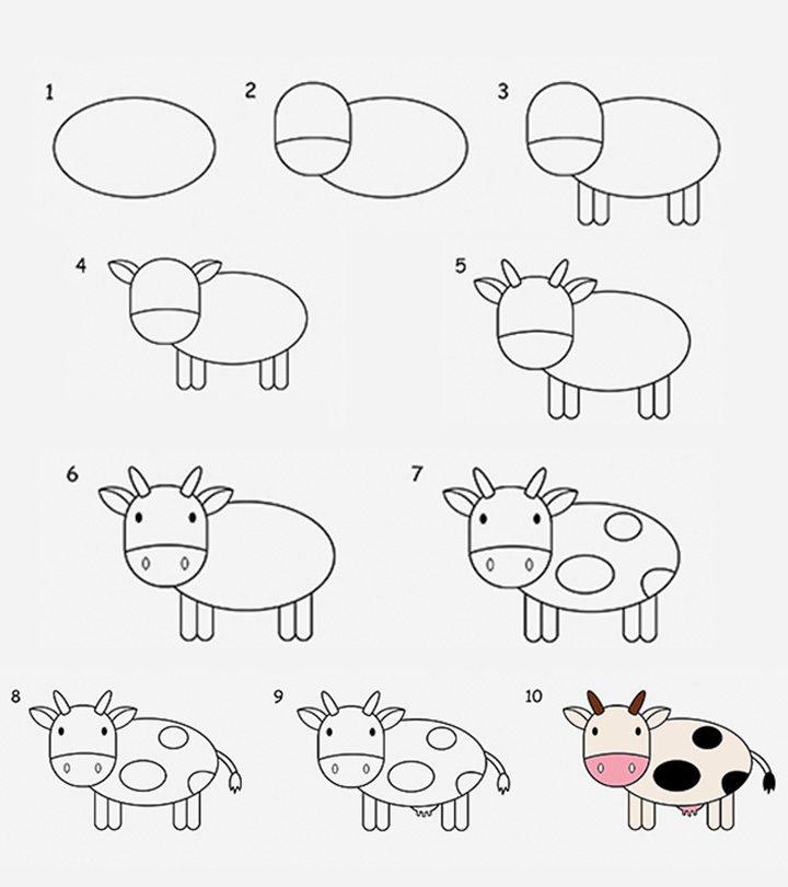 how to draw a cow step by step for kids how to draw a cow step by step for kids