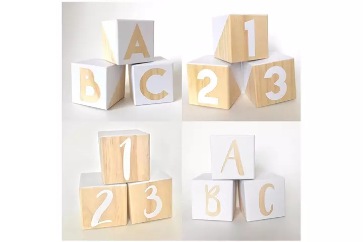 Decorating ABC blocks for baby shower games