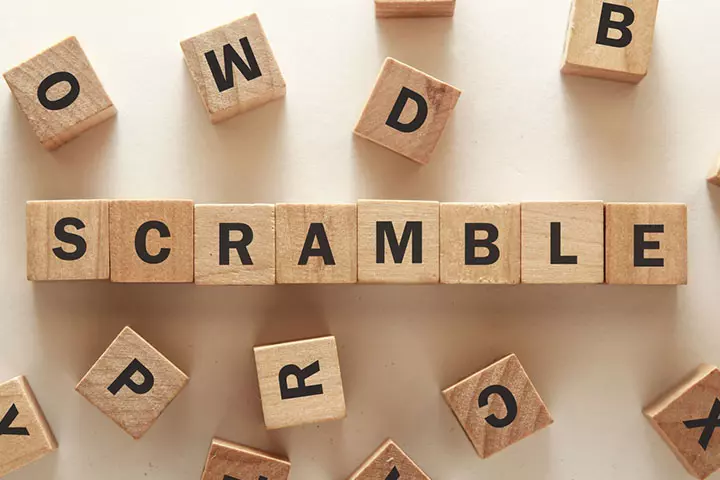 Word scramble game for baby shower