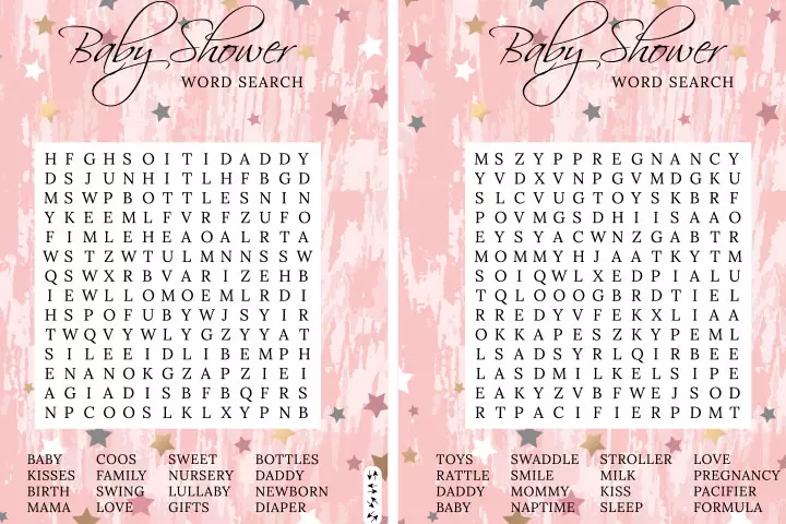 Baby Shower Word Search