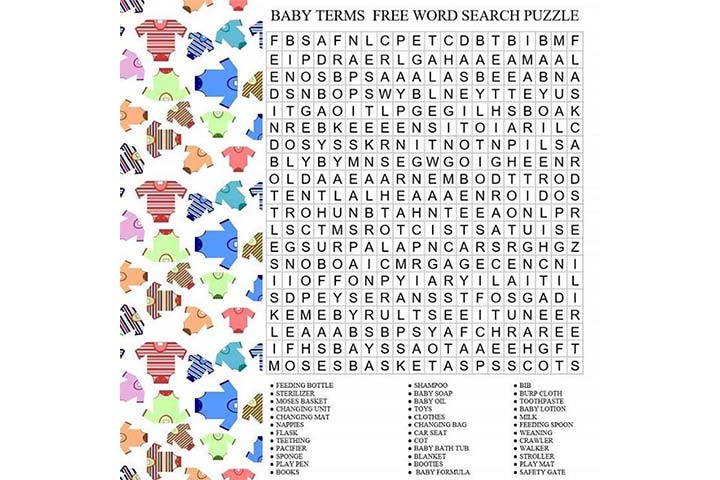 Word search games for baby shower