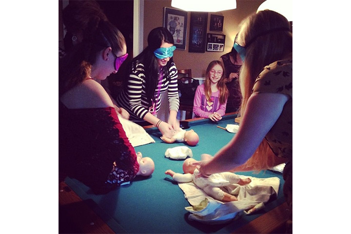 Blindfold diaper changing for baby shower games