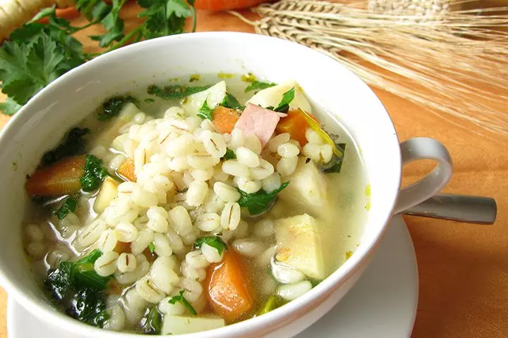 Vegetable and barley soup, calories while breastfeeding