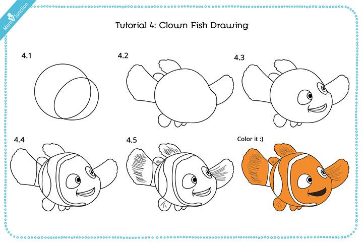 How do you draw a Clown fish step by step Pictures