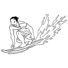 Lilo and Stitch David surfing coloring page