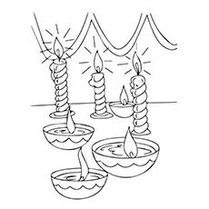 Diyas And Candles Diwali Coloring Page_image