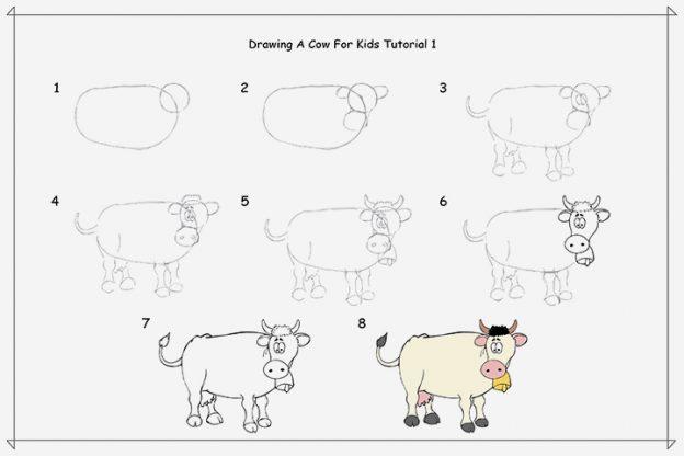 2 Easy Tutorials On How To Draw A Cow For Kids