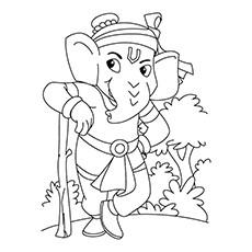 Ganesh, the protector, Lord Ganesha coloring page