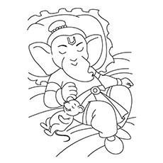 Resting Lord Ganesha coloring page