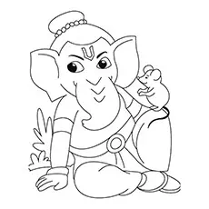 Lord Ganesha with his mouse coloring page_image