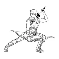 Hawkeye in action coloring page