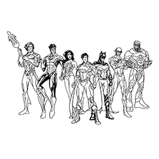 Justice League characters coloring page